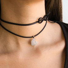 Carica l'immagine nel visualizzatore di Gallery, CIONDOLO CON CHOKER NERO CUORE PAVÈ OVERSIZED - STARDUST TEN