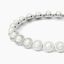 Carica l'immagine nel visualizzatore di Gallery, Bracciale tennis Mabina in argento con perle e zirconi MILANESIENNE