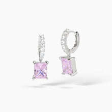 Carica l'immagine nel visualizzatore di Gallery, Orecchini a cerchio con zircone rosa taglio princess DESIDERIO INFINITO