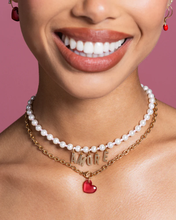 Carica l'immagine nel visualizzatore di Gallery, Girocollo BASE PERLE di madreperla e zirconi milky rosa