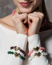Carica l'immagine nel visualizzatore di Gallery, Bracciale Giada Burgundy Cuore Bold
