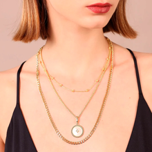 Carica l'immagine nel visualizzatore di Gallery, Collana Multifilo ETRUSCA con Pendente Tondo in Madreperla Bianca