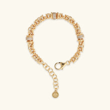 Carica l'immagine nel visualizzatore di Gallery, Bracciale ETRUSCA Catena Bizantina con Rondelle in Pavé di Cubic Zirconia