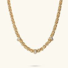 Carica l'immagine nel visualizzatore di Gallery, Collana Girocollo ETRUSCA Catena Bizantina con Rondelle in Pavé di Cubic Zirconia