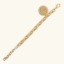 Carica l'immagine nel visualizzatore di Gallery, Bracciale ETRUSCA maglie ovali textue rigata con moneta