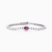 Carica l'immagine nel visualizzatore di Gallery, Tennis Mabina in argento con rubino sintetico ovale COOL OR RÉTRO?