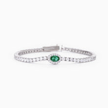 Carica l'immagine nel visualizzatore di Gallery, Tennis Mabina in argento con smeraldo sintetico ovale COOL OR RÉTRO?