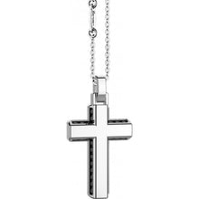 Carica l'immagine nel visualizzatore di Gallery, Zancan Collana in Argento con pendente croce + spinelli neri laterali ESC046