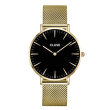 Carica l'immagine nel visualizzatore di Gallery, Orologio donna Cluse 38mm Boho Chic Mesh Black, Gold Colour