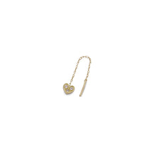 Carica l'immagine nel visualizzatore di Gallery, MONO-ORECCHINO CUORE CATENELLA E DIAMANTI LAB GROWN - ORO18KT
