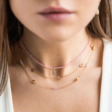 Carica l'immagine nel visualizzatore di Gallery, GIROCOLLO FILO DI ZIRCONI ROSA E PENDANT DROP