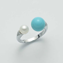 Carica l'immagine nel visualizzatore di Gallery, Anello Contrariè con perla e Turchese o corallo (+varianti)