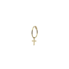Carica l'immagine nel visualizzatore di Gallery, MONO-ORECCHINO CERCHIO MINI HOOP CROCE - ORO18KT