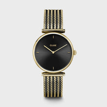 Carica l'immagine nel visualizzatore di Gallery, Gift Box Triomphe Mesh, Gold Colour & Black Leather Strap