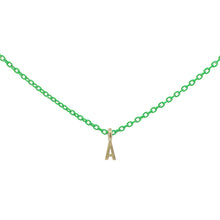 Carica l'immagine nel visualizzatore di Gallery, GIROCOLLO LETTERA VERDE FLUO - ORO18KT