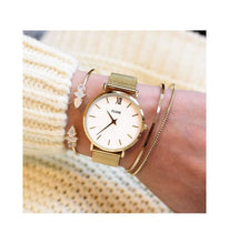 Carica l'immagine nel visualizzatore di Gallery, Orologio donna Cluse Minuit Mesh White, Gold Colour