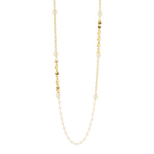 Carica l'immagine nel visualizzatore di Gallery, Collana SODINI lunga rolò perle paillettes Eve - Oro e bianco
