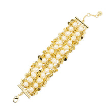 Carica l'immagine nel visualizzatore di Gallery, Bracciale SODINI fascia paillettes e perle Eve - Oro e bianco
