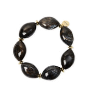 Carica l'immagine nel visualizzatore di Gallery, Bracciale SODINI elastico grandi ciottoli Harper - Nero
