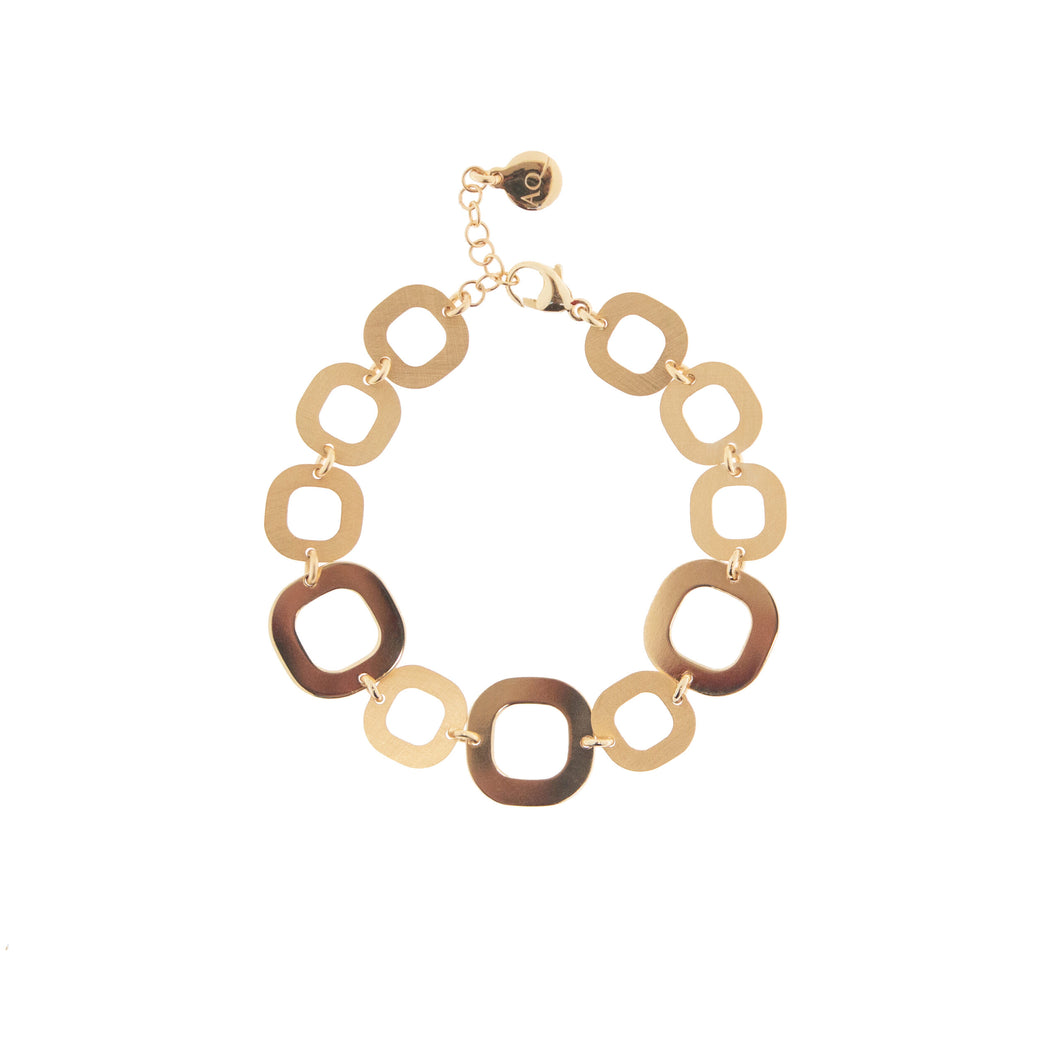 Bracciale AQUAFORTE Vintage Glamour con lastre quadre lucide e satinate