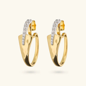 Orecchini ETRUSCA Ovali Martellati con Pavé di Cubic Zirconia