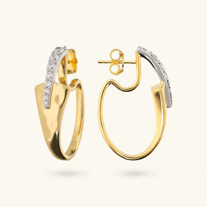 Orecchini ETRUSCA Ovali Martellati con Pavé di Cubic Zirconia