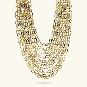 Collana ETRUSCA Multifilo Graduata Catena Ovale Martellata