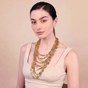 Collana ETRUSCA Multifilo Graduata Catena Ovale Martellata