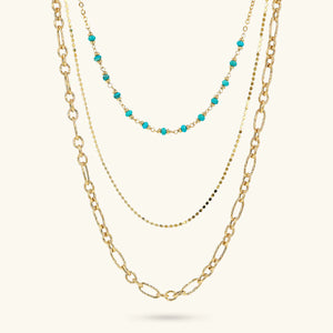 Collana Multifilo ETRUSCA Diamantata con Pietra Naturale Turchese