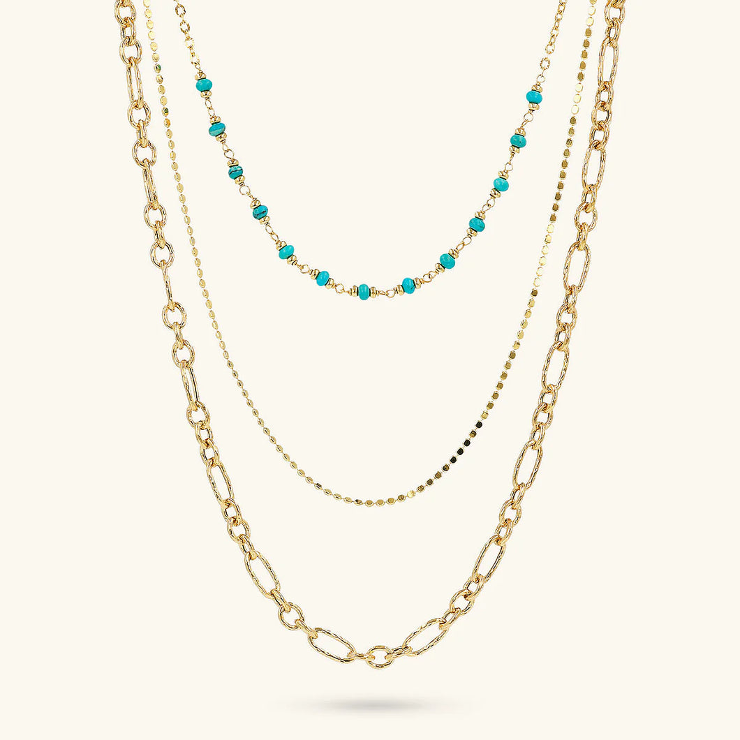 Collana Multifilo ETRUSCA Diamantata con Pietra Naturale Turchese