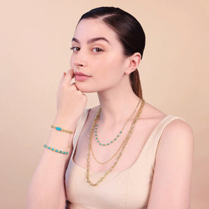 Collana Multifilo ETRUSCA Diamantata con Pietra Naturale Turchese