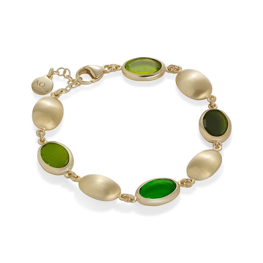 Bracciale Aquaforte  Caramelle Ovali con paste vitree nelle nuances del verde