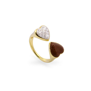 ANELLO Rue des mille DOUBLE CUORE CHOCO