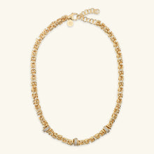 Carica l'immagine nel visualizzatore di Gallery, Collana Girocollo ETRUSCA Catena Bizantina con Rondelle in Pavé di Cubic Zirconia

