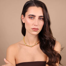 Carica l'immagine nel visualizzatore di Gallery, Collana Girocollo ETRUSCA Catena Bizantina con Rondelle in Pavé di Cubic Zirconia
