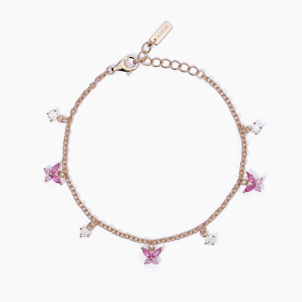 Bracciale Mabina con charm bianchi e rosa SECRET GARDEN