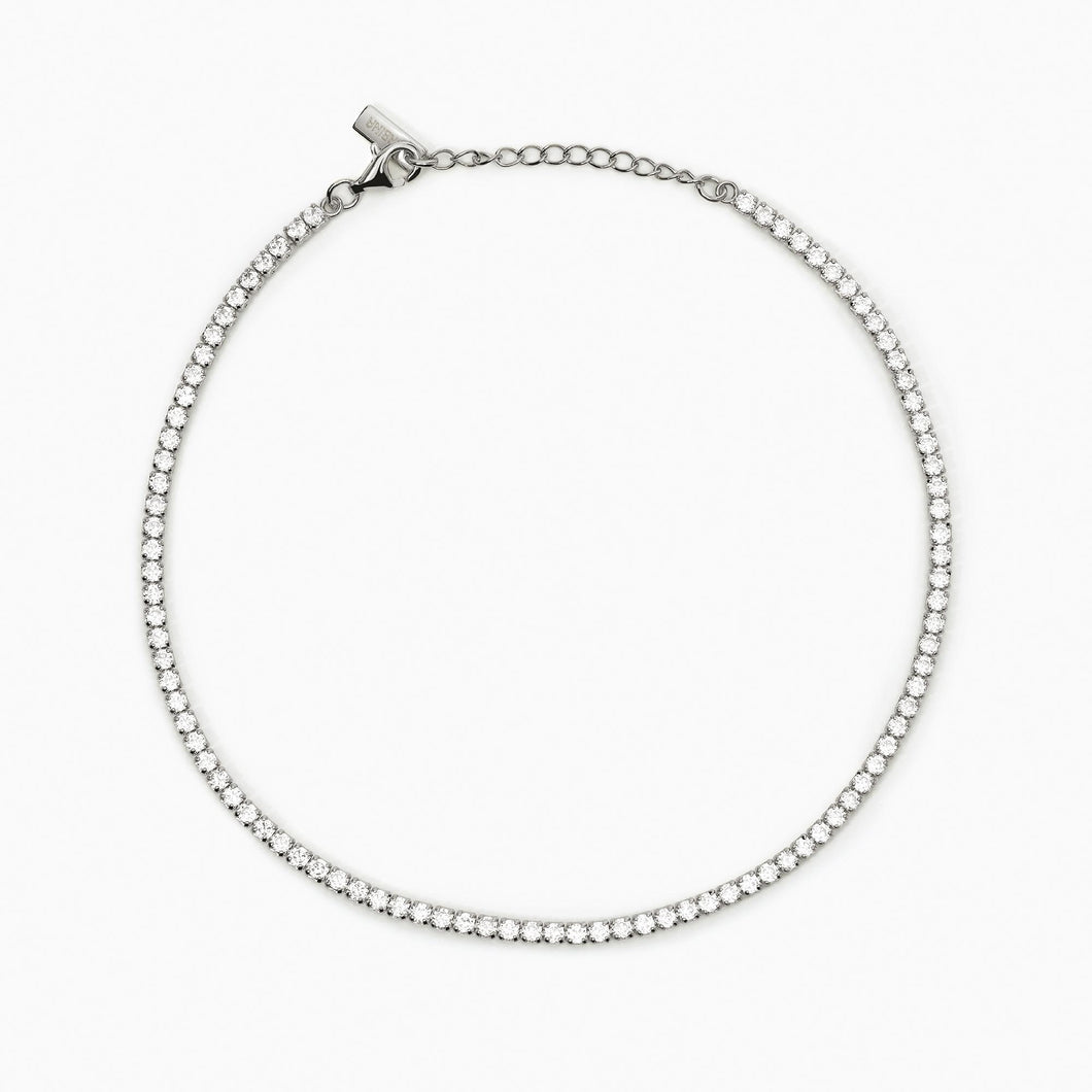 Cavigliera Mabina in argento o argento dorato con zirconi bianchi MINI TENNIS