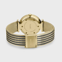 Carica l&#39;immagine nel visualizzatore di Gallery, Gift Box Triomphe Mesh, Gold Colour &amp; Black Leather Strap
