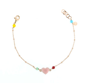 Bracciale SACRAMORE cuore smaltato rosa e pietre colorate