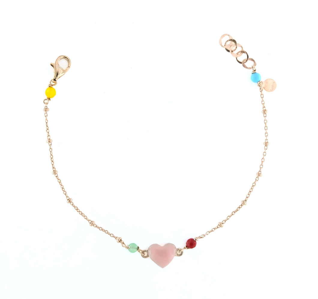 Bracciale SACRAMORE cuore smaltato rosa e pietre colorate