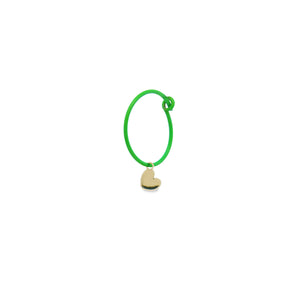 MONO-ORECCHINO CUORE HOOP VERDE FLUO - ORO18KT