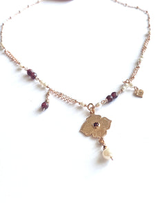 Collana Sacramore argento rosato e perle