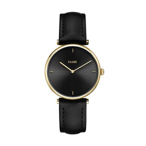 Gift Box Triomphe Mesh, Gold Colour & Black Leather Strap