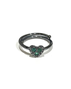 Anello Sacramore cuore in argento e radice di smeraldi