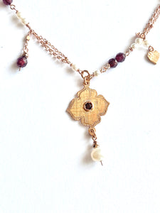 Collana Sacramore argento rosato e perle