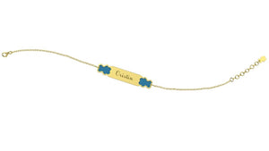 Bracciale oro 9kt con Targhetta - Orsetti (ROSA/AZZURRO)