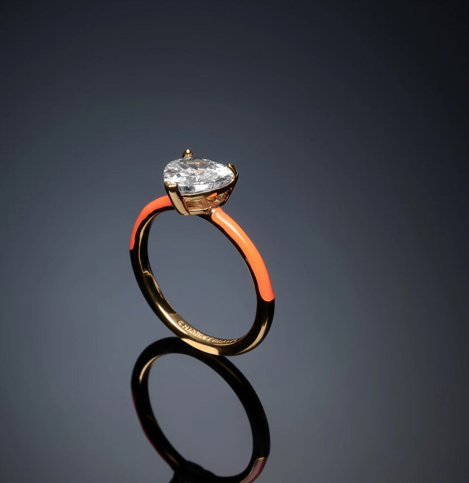 Anello solitario love parade orange