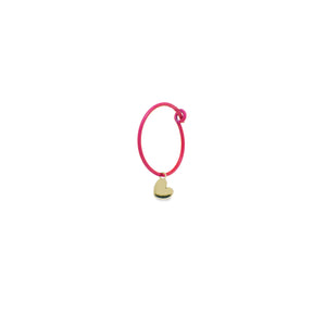 MONO-ORECCHINO CUORE HOOP FUCSIA FLUO - ORO18KT