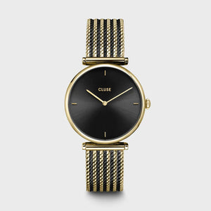 Gift Box Triomphe Mesh, Gold Colour & Black Leather Strap