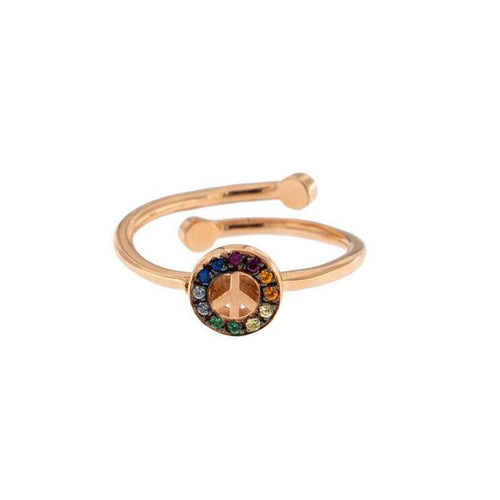 Anello con soggetto SIMBOLO PACE zirconi colorati - Il Maestro Orafo Gioielli